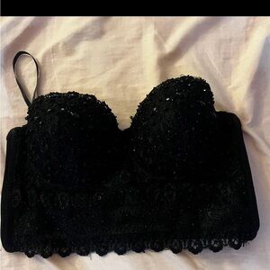 Windsor Black Beaded Lace Bustier